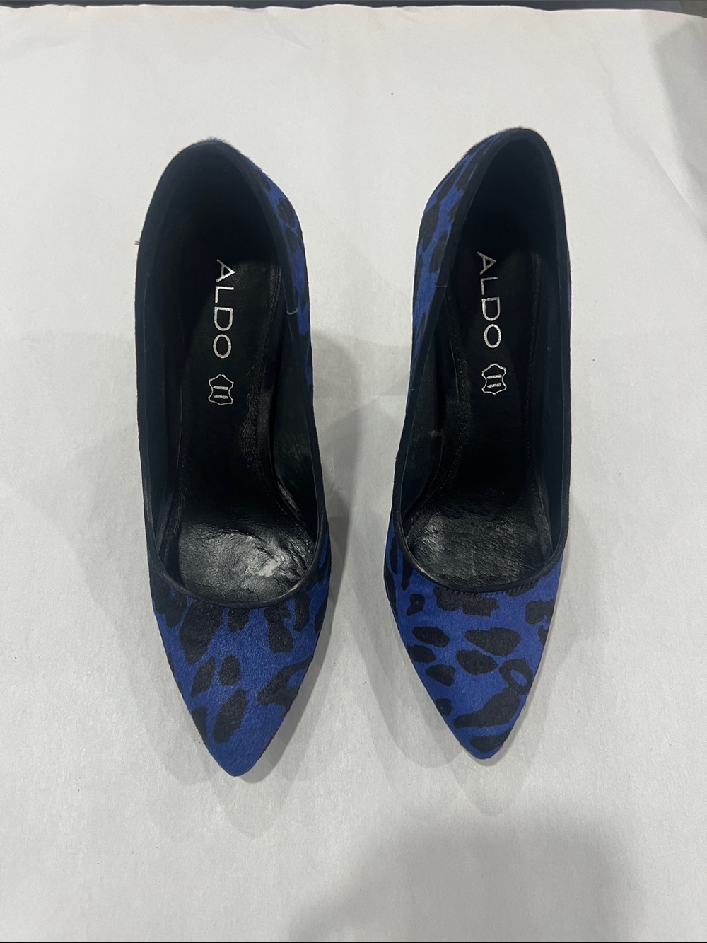 ALDO Blue and Black Leopard-Print Pointed-Toe Pumps